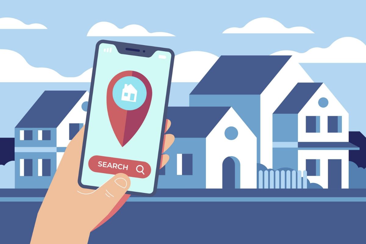 smartphone buscando por uma imobiliária digital smartphone buscando por uma imobiliária digital